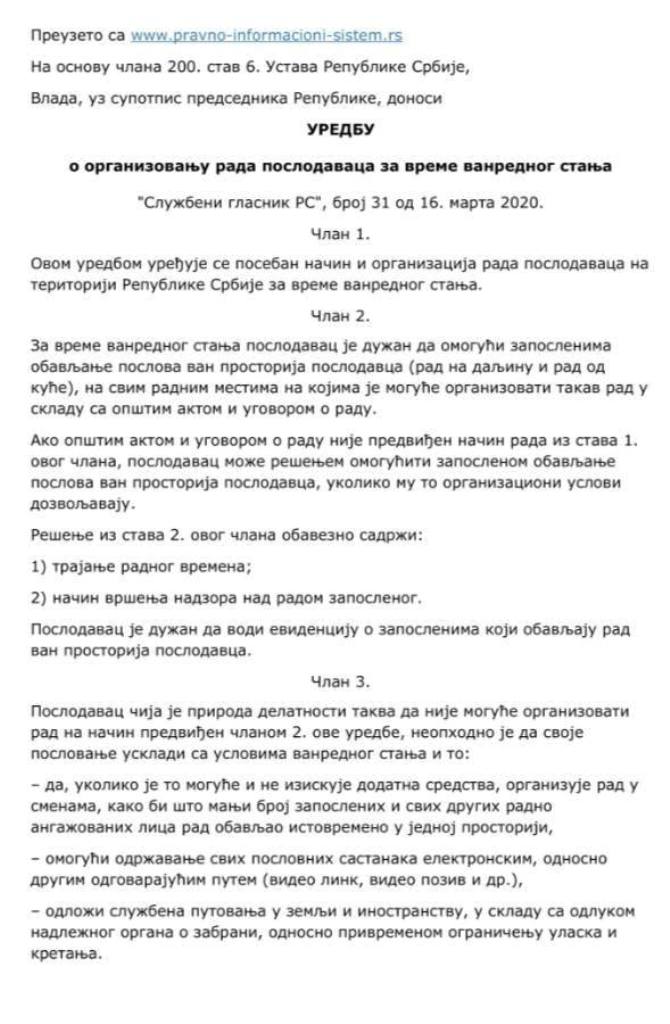 2020 03 17 UREDBA SLUZBENI GLASNIK 31 2020 1