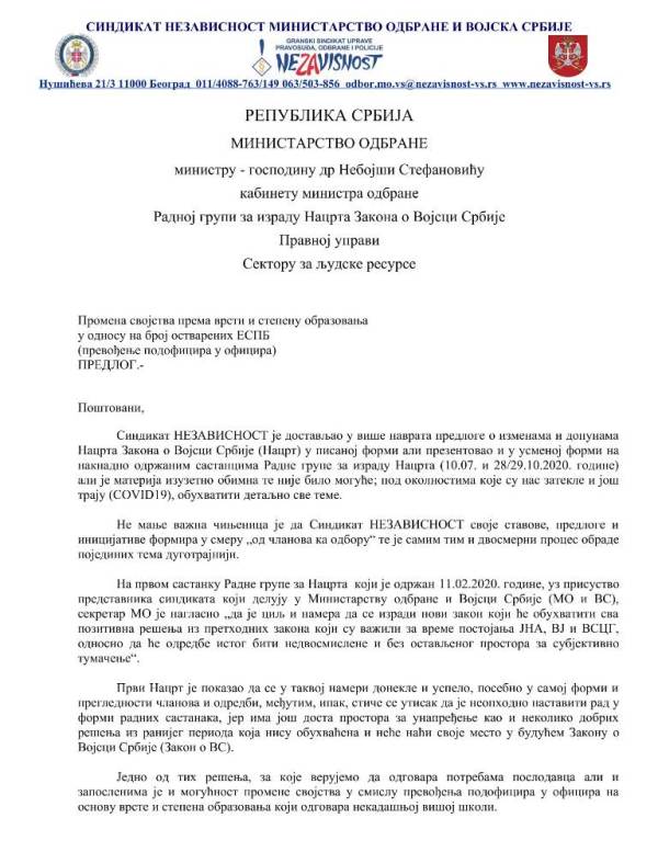 2020 12 21 DOPIS MO PROMENA SVOJSTVA PODOFICIR OFICIRA ESPB BODOVI 2