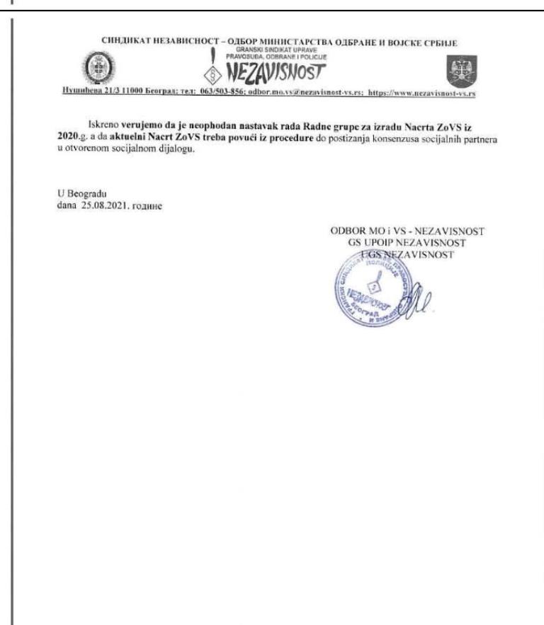 2021 08 26 HITAN DOPIS MO NACRT ZAKONA O VS 2